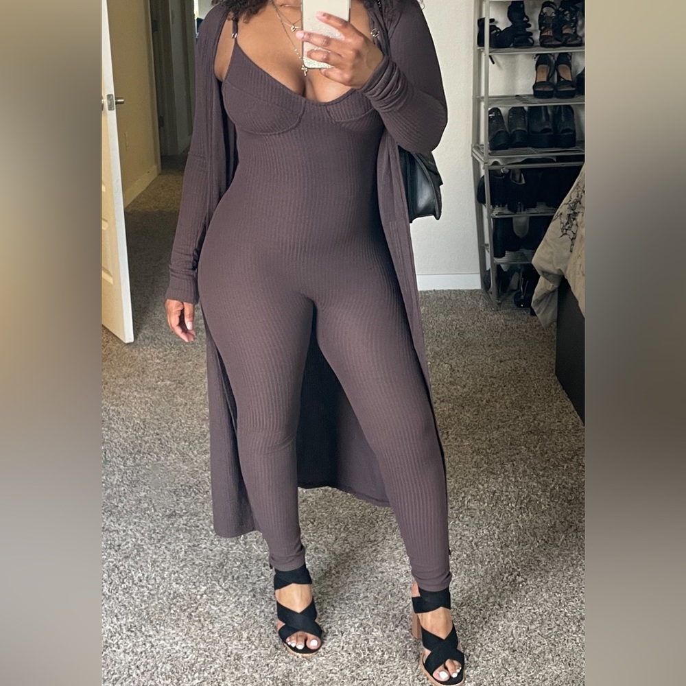 Jumpsuit and Cardigan 2-piece Set